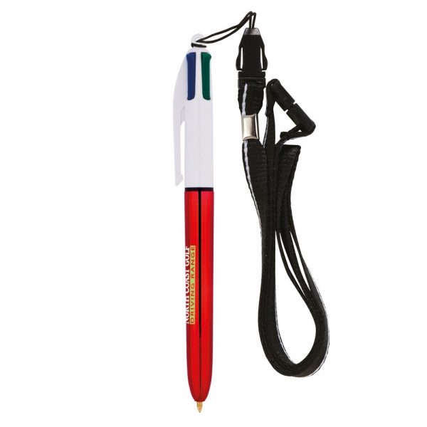 BIC® 4 Colours Wood Style with Lanyard